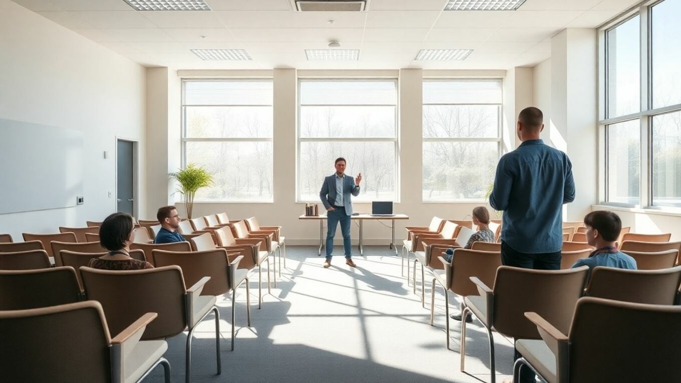 Salle de formation PNL lumineuse et moderne