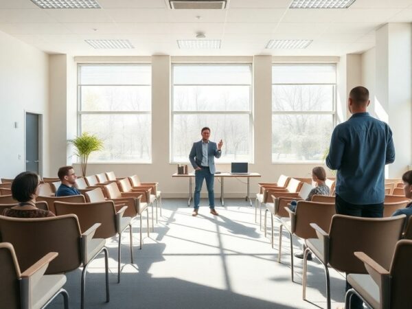 Salle de formation PNL lumineuse et moderne