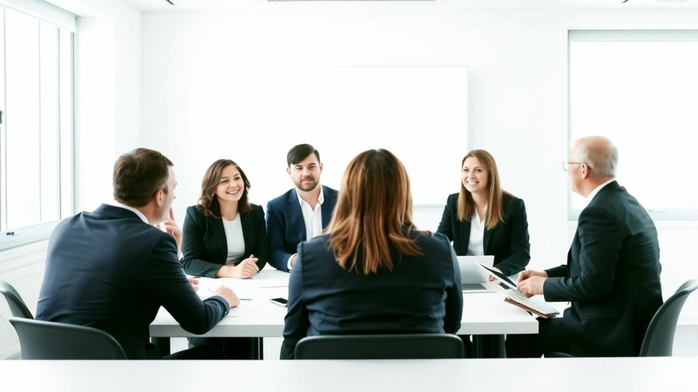 Personnes en formation PNL dans un cadre professionnel lumineux.