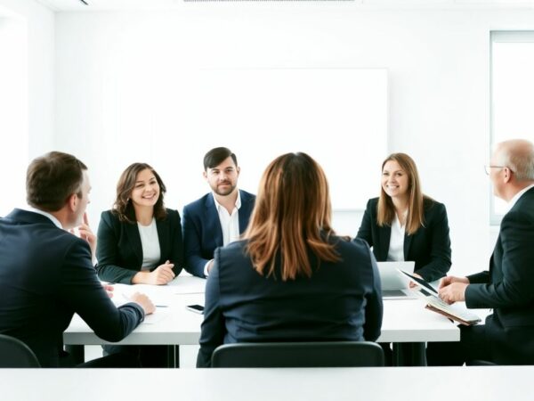 Personnes en formation PNL dans un cadre professionnel lumineux.