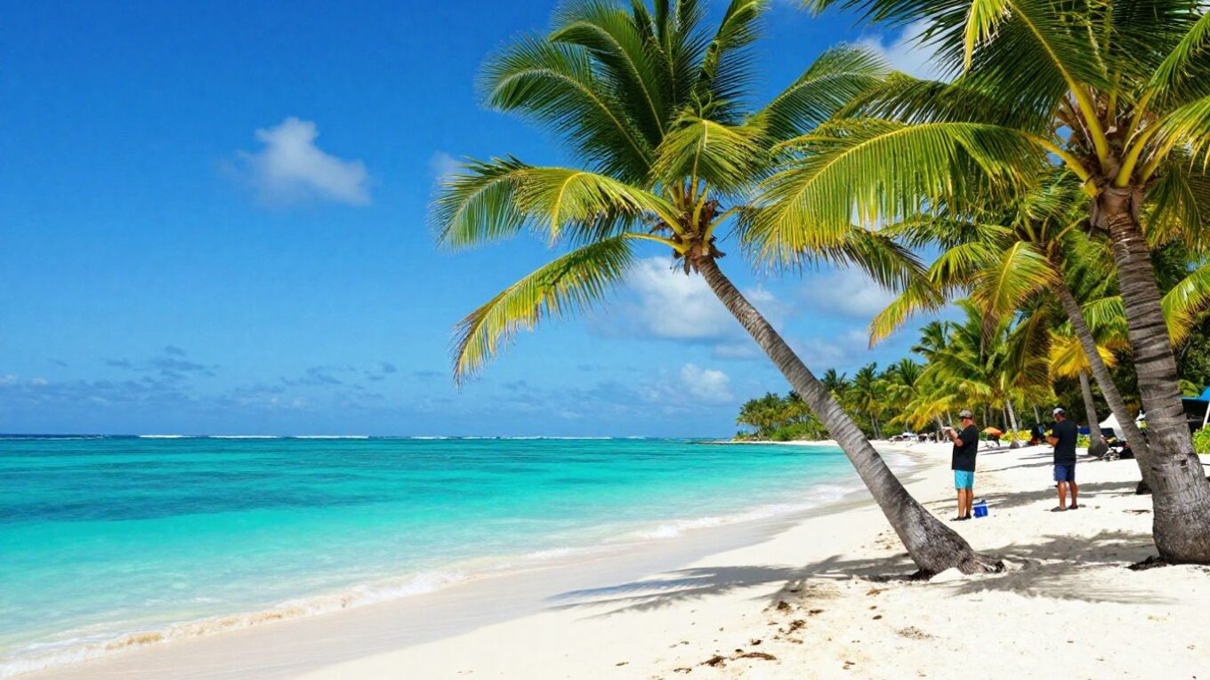 Tournage vidéo professionnel sur une plage des Caraïbes.